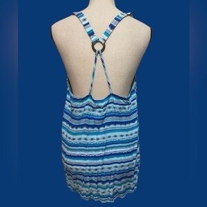 Black Poppy XL 100% rayon criss criss back tank. Beautiful blues! EUC!